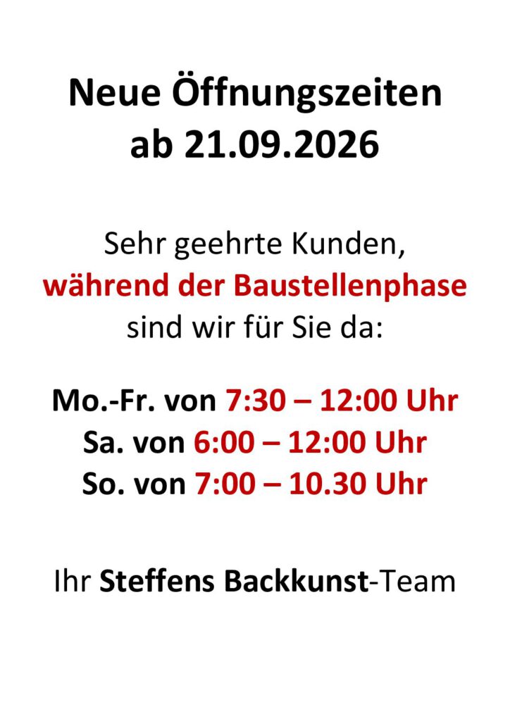 Neue Öffnungszeiten Rhade ab 21.09.2026